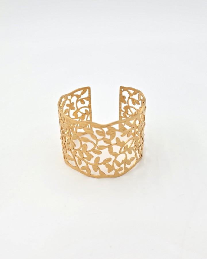 PULSERA RÍGIDA FLORAL - ACERO INOXIDABLE