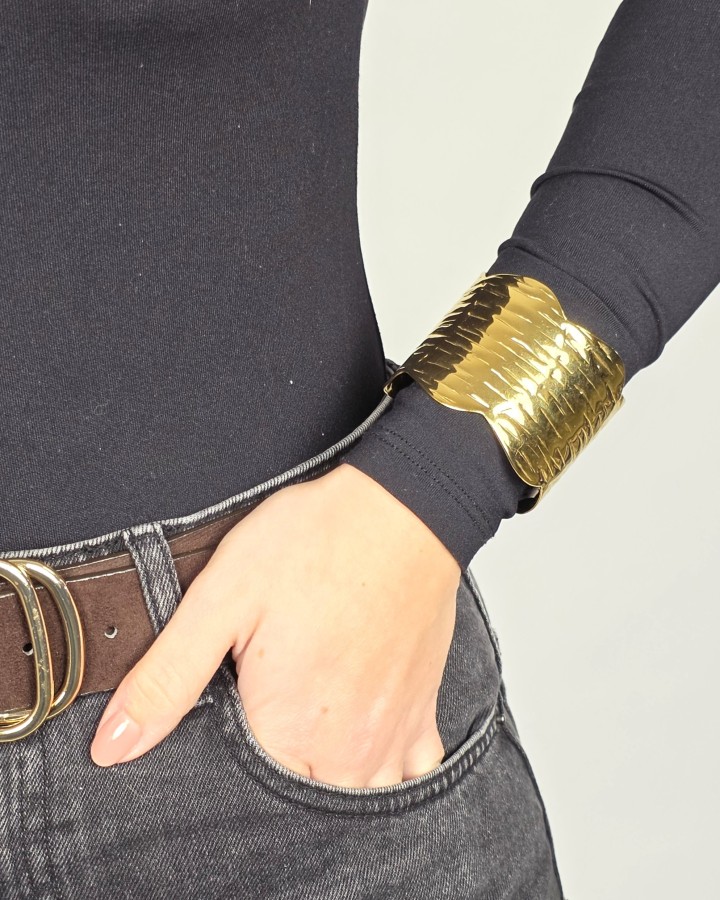 PULSERA RÍGIDA EFECTO ONDAS - ACERO INOXIDABLE