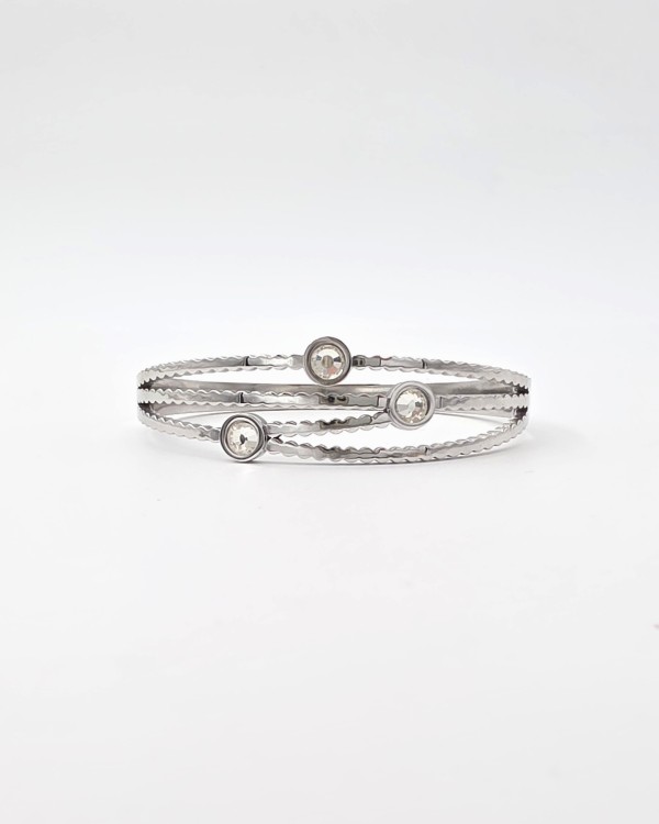 PULSERA RÍGIDA BRILLANTES - ACERO INOXIDABLE