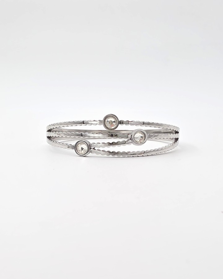 PULSERA RÍGIDA BRILLANTES - ACERO INOXIDABLE