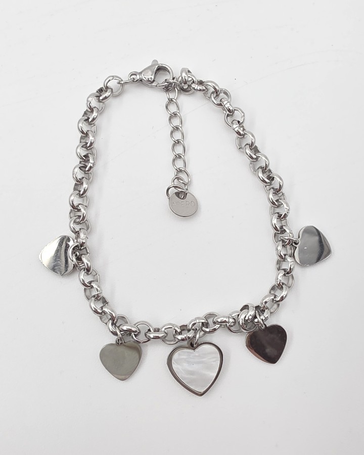 PULSERA CORAZONES - ACERO INOXIDABLE