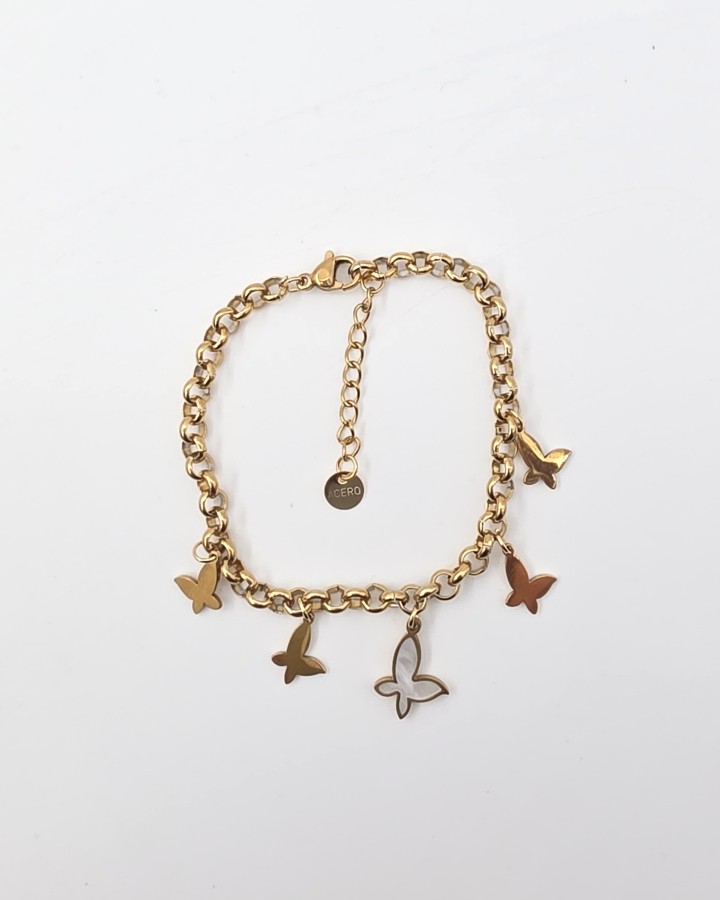 PULSERA MARIPOSAS - ACERO INOXIDABLE