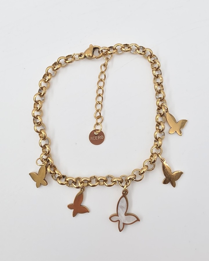 PULSERA MARIPOSAS - ACERO INOXIDABLE