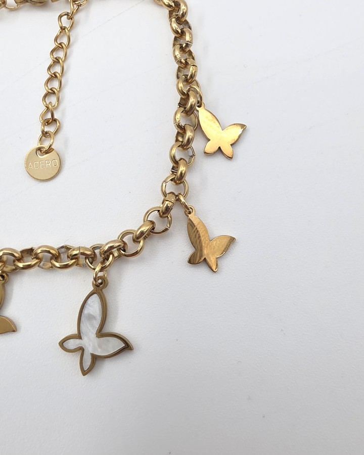 PULSERA MARIPOSAS - ACERO INOXIDABLE