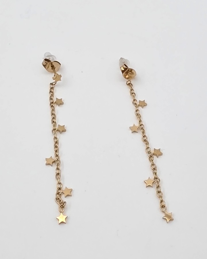 PENDIENTES LARGOS ESTRELLITAS - ACERO INOXIDABLE