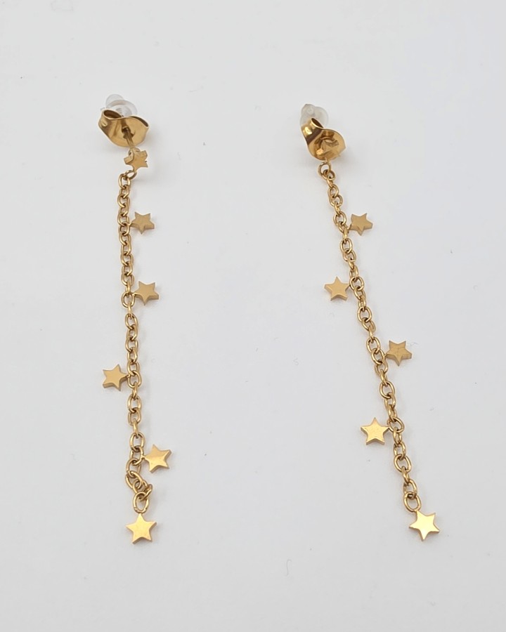 PENDIENTES LARGOS ESTRELLITAS - ACERO INOXIDABLE