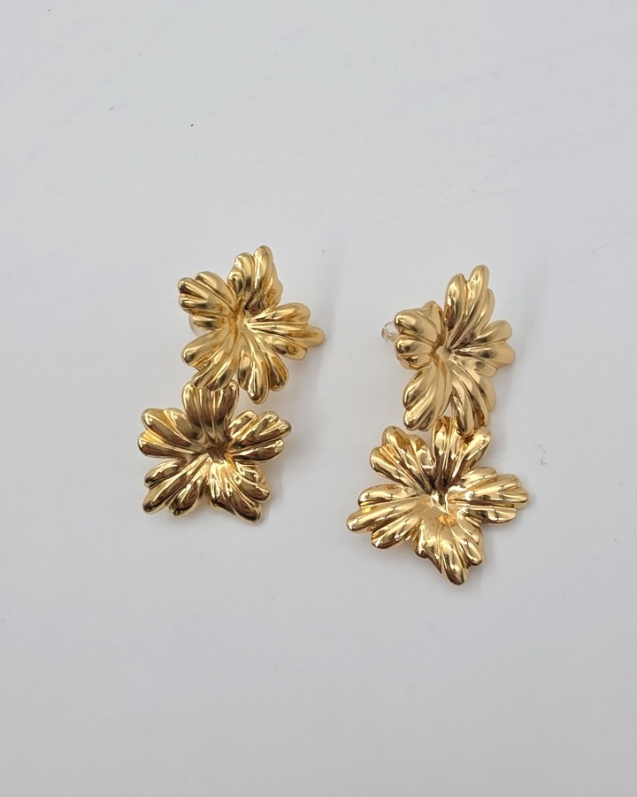 PENDIENTES DOBLE FLOR - ACERO INOXIDABLE