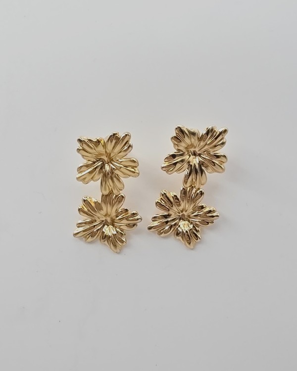 PENDIENTES DOBLE FLOR - ACERO INOXIDABLE
