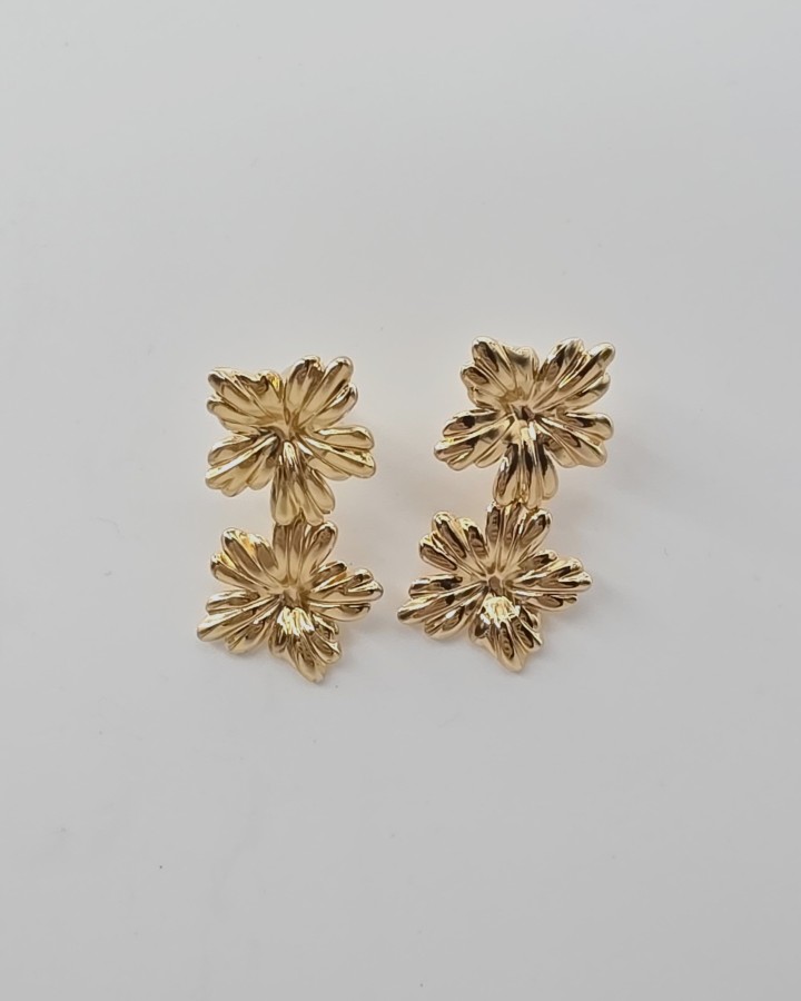 PENDIENTES DOBLE FLOR - ACERO INOXIDABLE