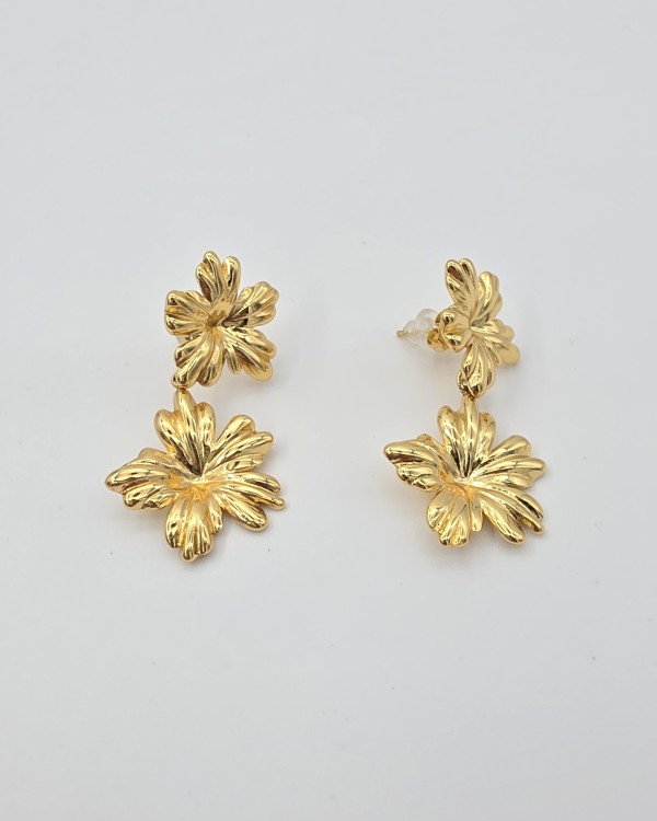 PENDIENTES DOBLE FLOR - ACERO INOXIDABLE