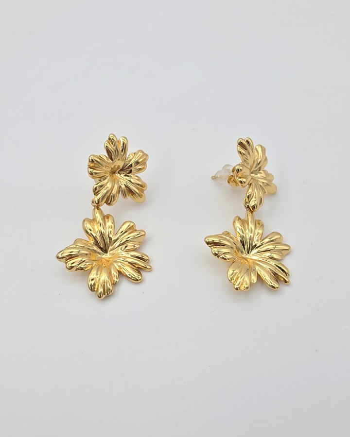 PENDIENTES DOBLE FLOR - ACERO INOXIDABLE