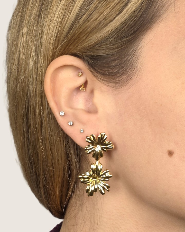PENDIENTES DOBLE FLOR - ACERO INOXIDABLE