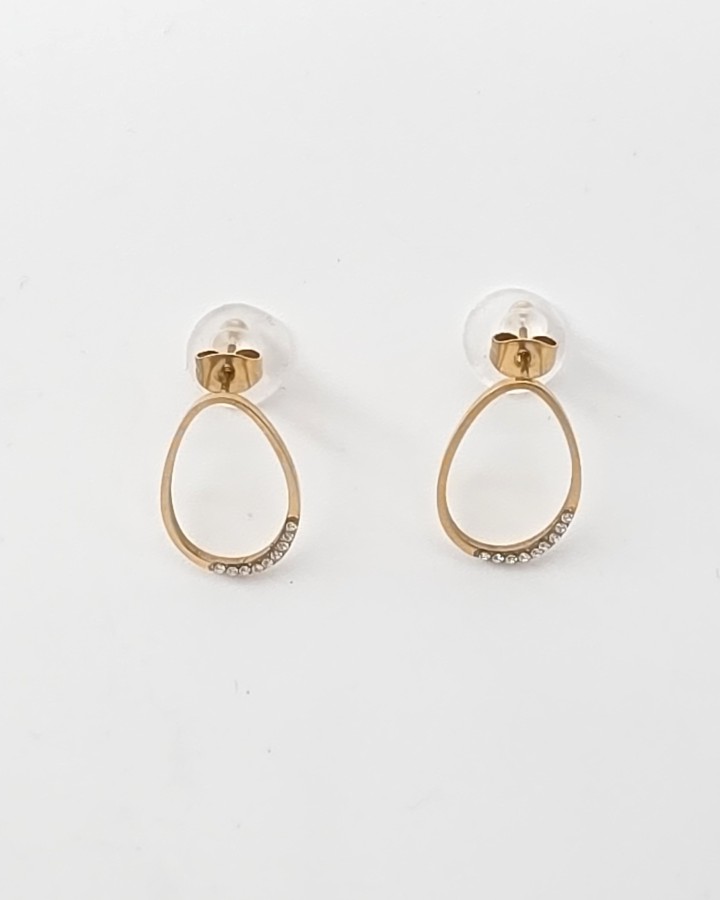 PENDIENTES ÓVALOS BRILLANTES - ACERO INOXIDABLE