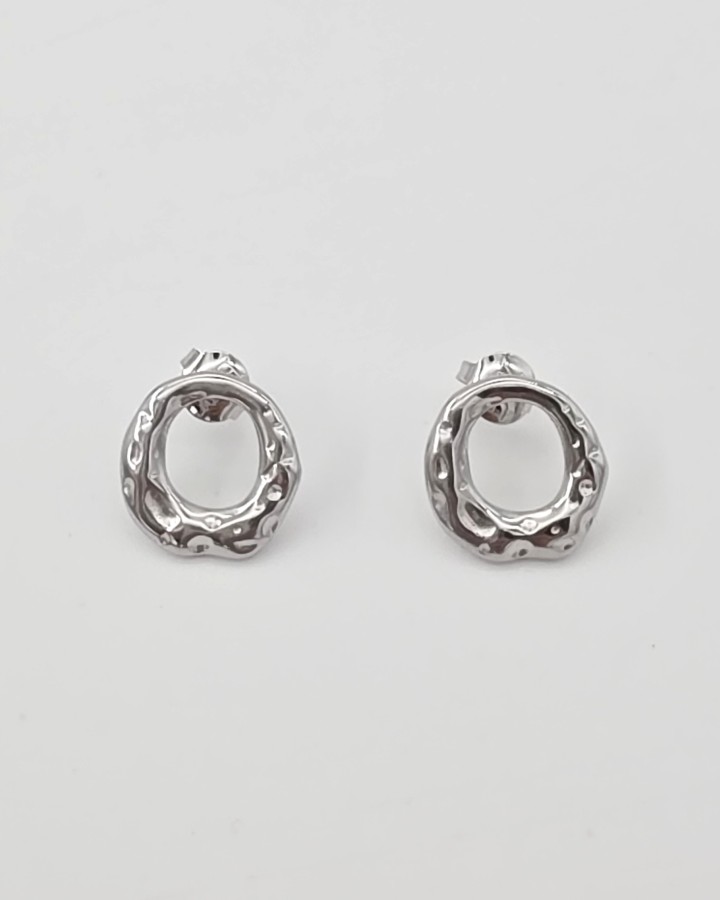 PENDIENTES CÍRCULO IRREGULAR - ACERO INOXIDABLE
