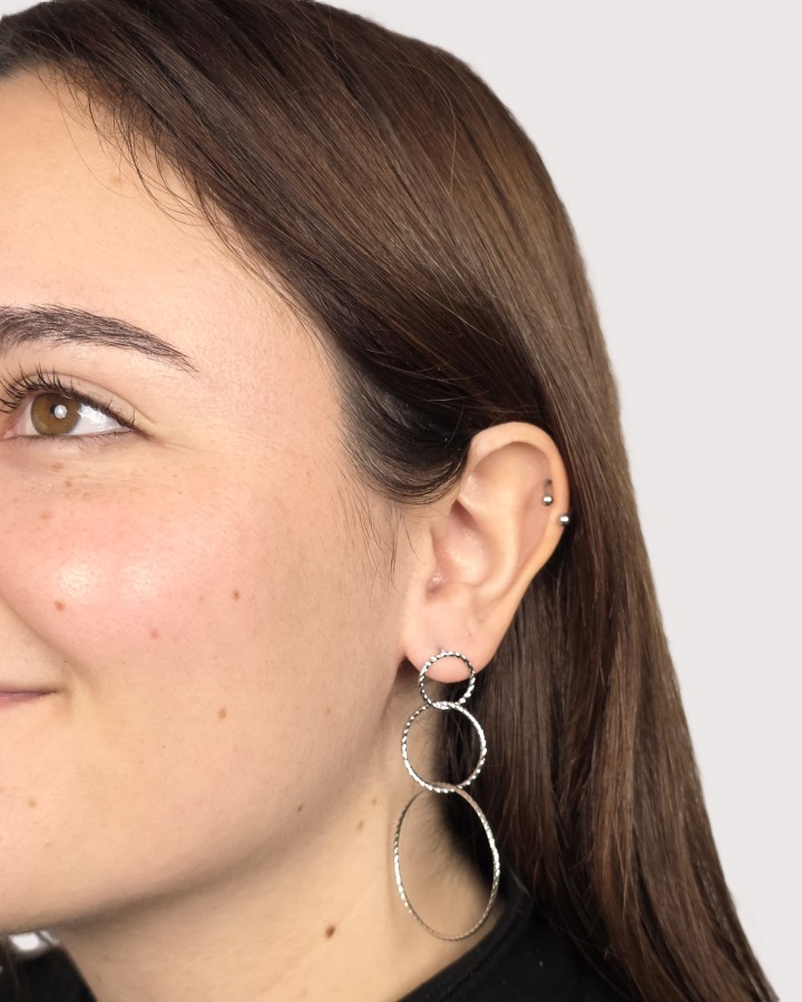 PENDIENTES LARGOS CÍRCULOS - ACERO INOXIDABLE