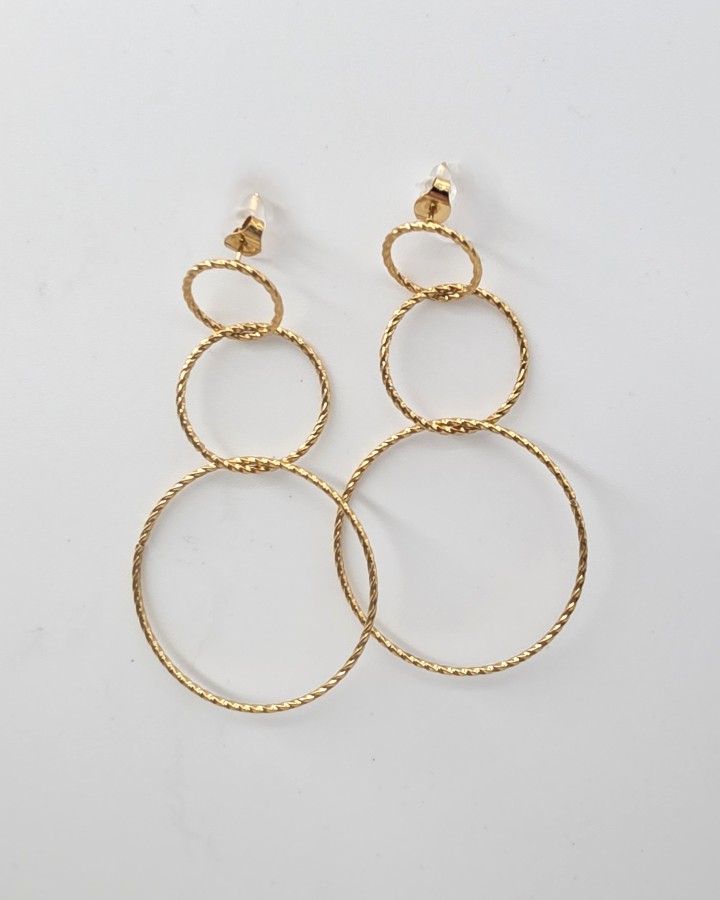 PENDIENTES LARGOS CÍRCULOS - ACERO INOXIDABLE