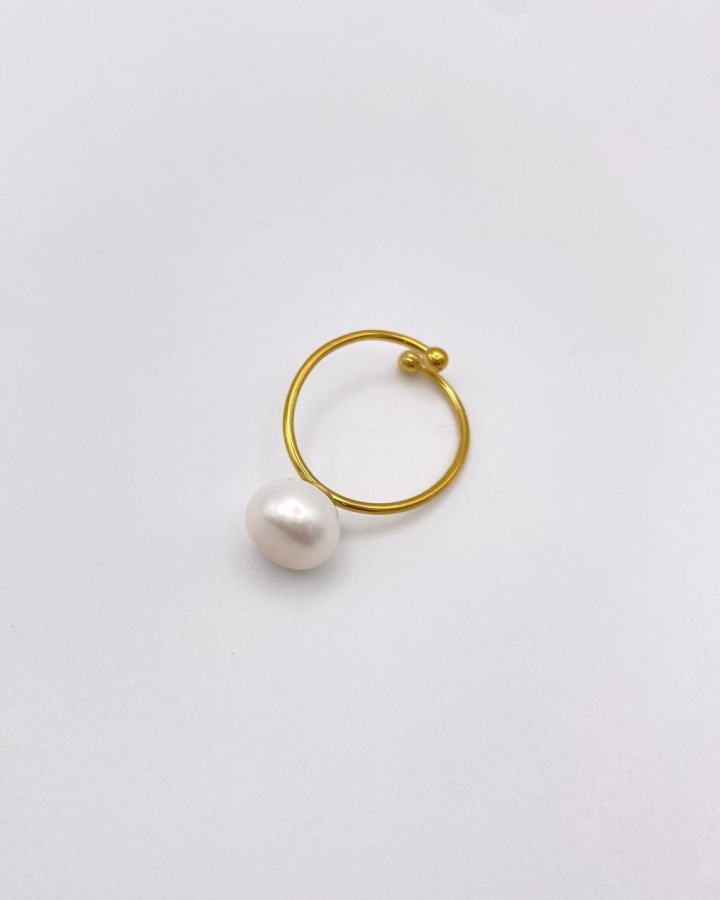 ANILLO AJUSTABLE PERLA - ACERO INOXIDABLE