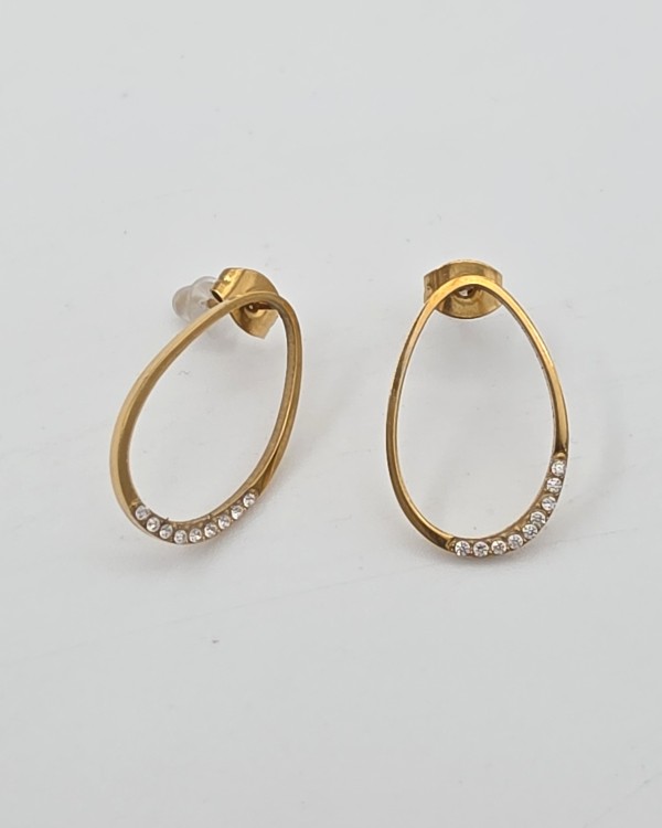 PENDIENTES ÓVALOS BRILLANTES - ACERO INOXIDABLE
