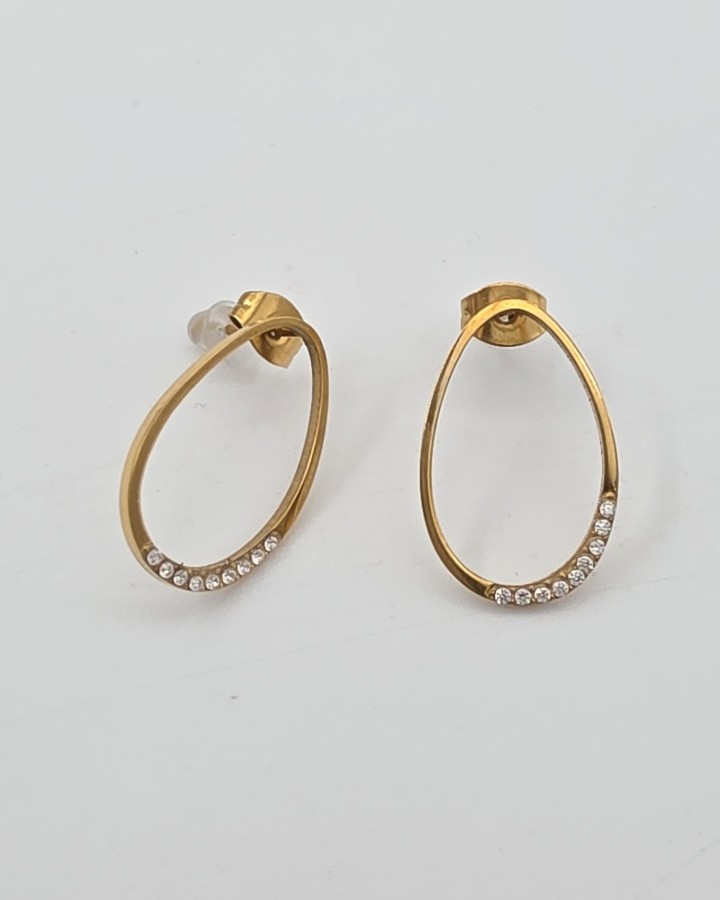 PENDIENTES ÓVALOS BRILLANTES - ACERO INOXIDABLE