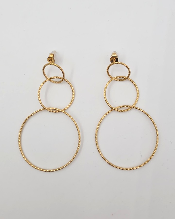 PENDIENTES LARGOS CÍRCULOS - ACERO INOXIDABLE