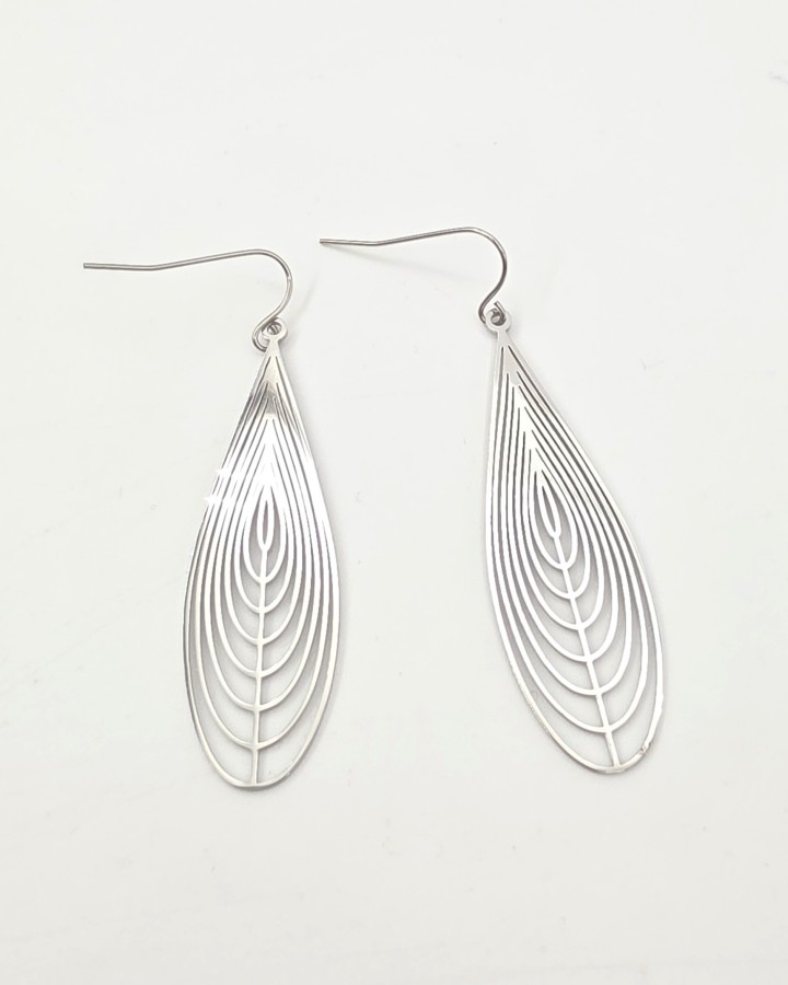PENDIENTES LARGOS HOJA - ACERO INOXIDABLE