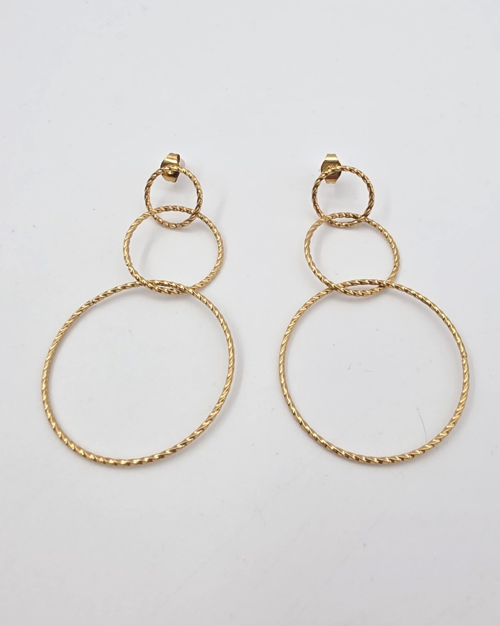 PENDIENTES LARGOS CÍRCULOS - ACERO INOXIDABLE