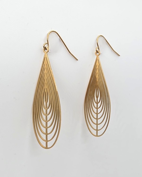 PENDIENTES LARGOS HOJA - ACERO INOXIDABLE