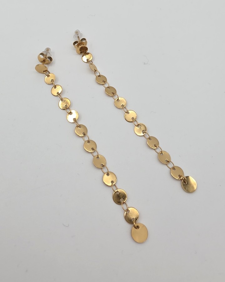 PENDIENTES LARGOS CÍRCULITOS - ACERO INOXIDABLE