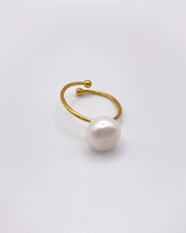 ANILLO AJUSTABLE PERLA - ACERO INOXIDABLE