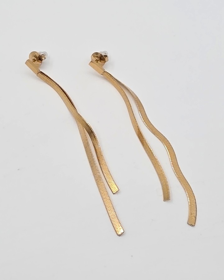 PENDIENTES LARGOS DOBLE CADENA - ACERO INOXIDABLE