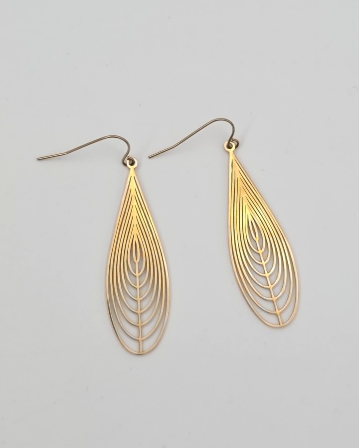 PENDIENTES LARGOS HOJA - ACERO INOXIDABLE