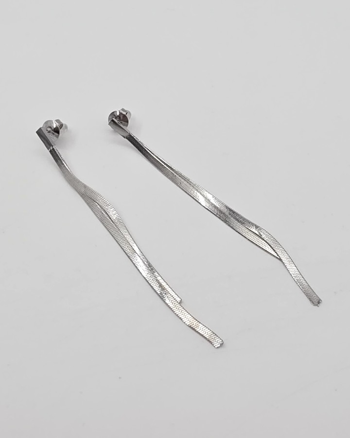 PENDIENTES LARGOS DOBLE CADENA - ACERO INOXIDABLE