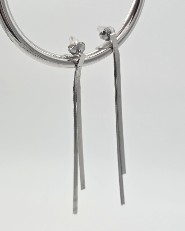 PENDIENTES LARGOS DOBLE CADENA - ACERO INOXIDABLE