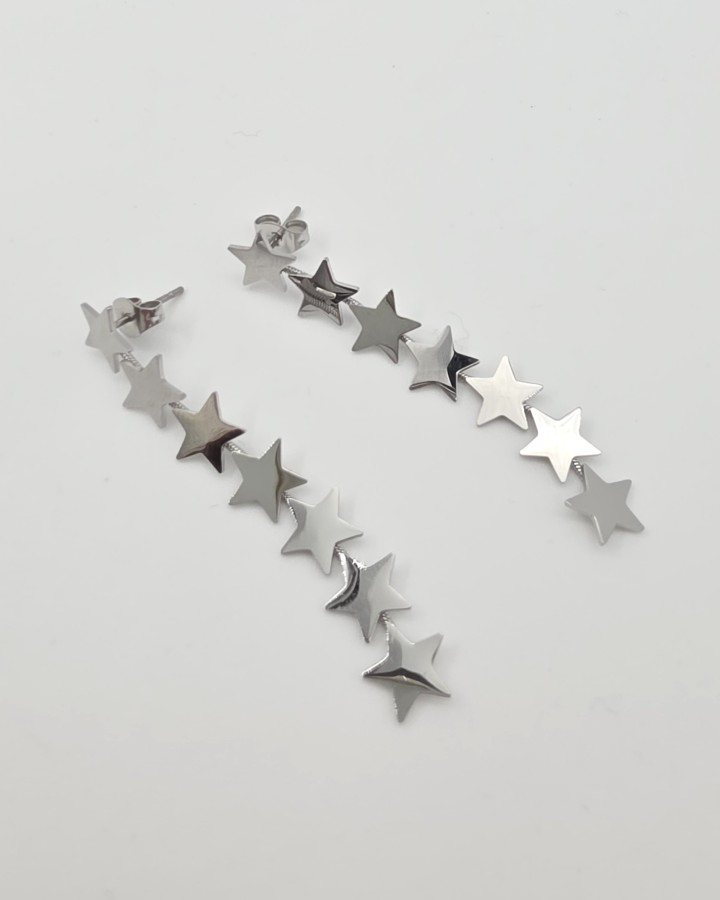 PENDIENTES LARGOS ESTRELLAS - ACERO INOXIDABLE
