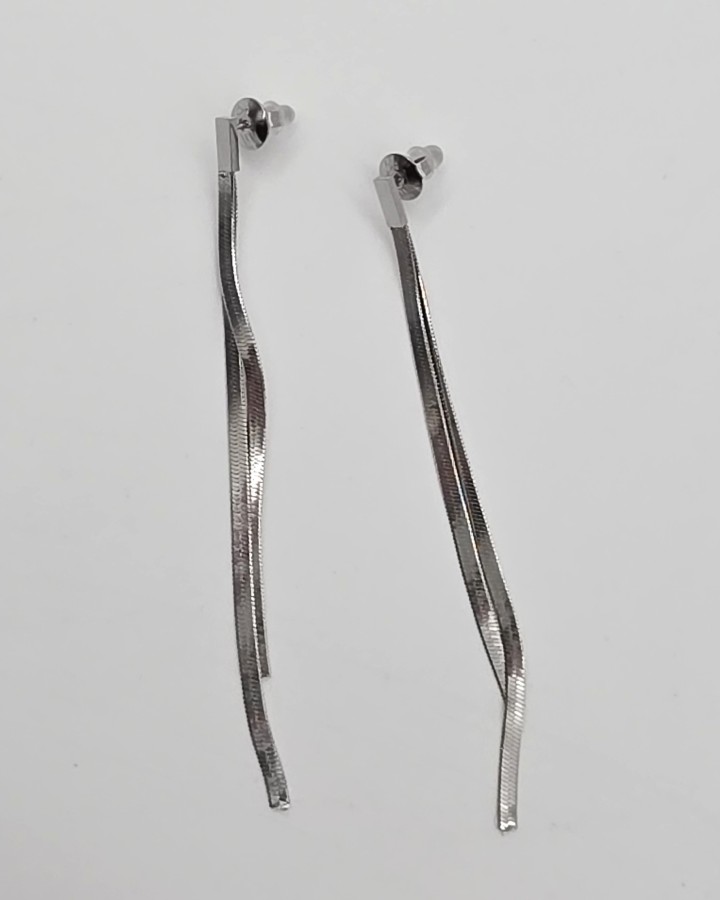 PENDIENTES LARGOS DOBLE CADENA - ACERO INOXIDABLE