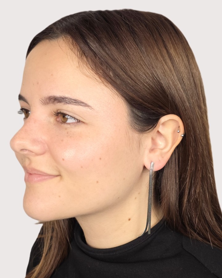 PENDIENTES LARGOS DOBLE CADENA - ACERO INOXIDABLE