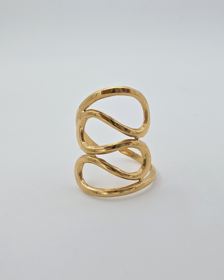ANILLO AJUSTABLE ONDAS - ACERO INOXIDABLE