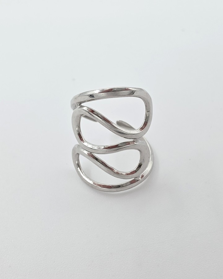 ANILLO AJUSTABLE ONDAS - ACERO INOXIDABLE