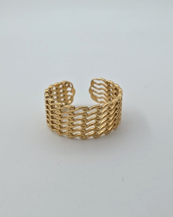 ANILLO AJUSTABLE ONDAS MINIS - ACERO INOXIDABLE