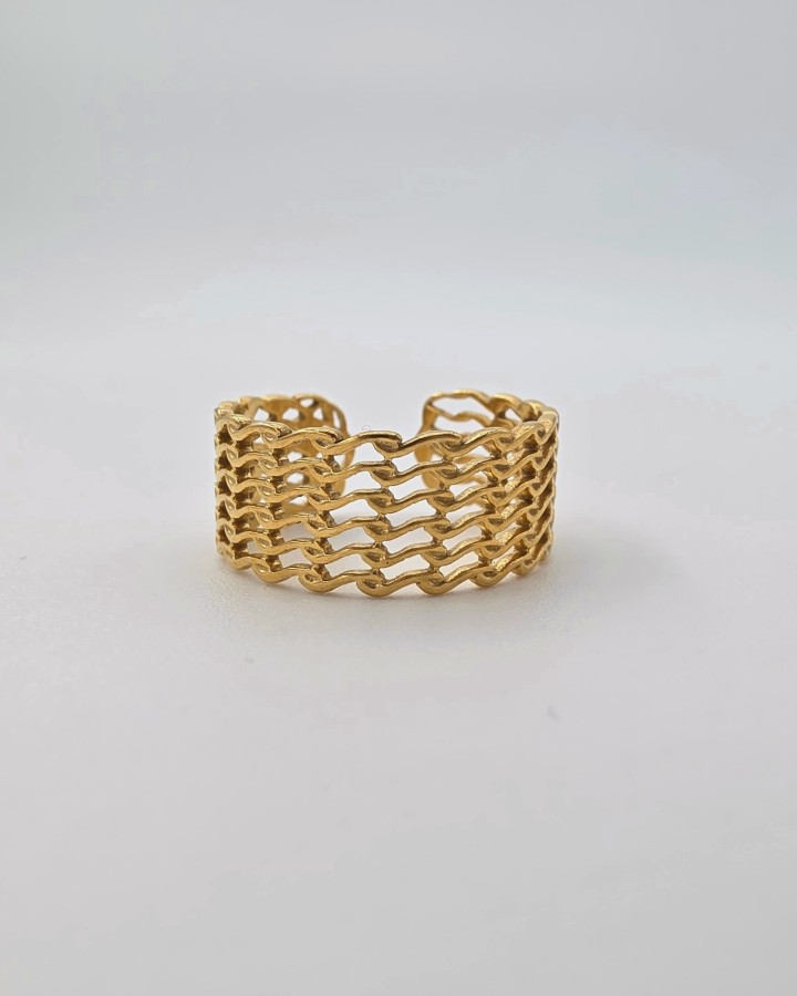 ANILLO AJUSTABLE ONDAS MINIS - ACERO INOXIDABLE
