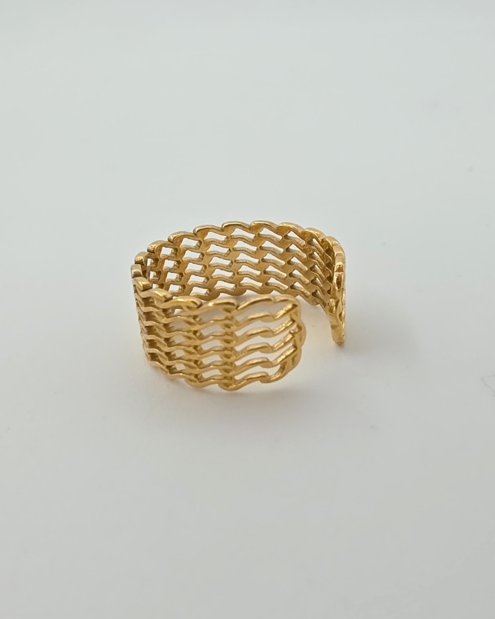 ANILLO AJUSTABLE ONDAS MINIS - ACERO INOXIDABLE