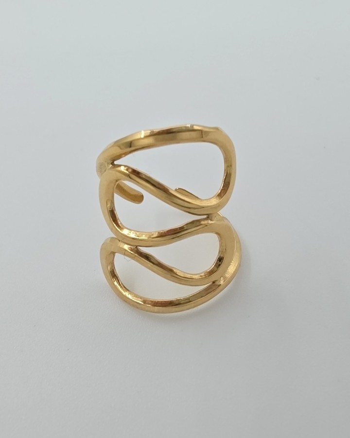 ANILLO AJUSTABLE ONDAS - ACERO INOXIDABLE