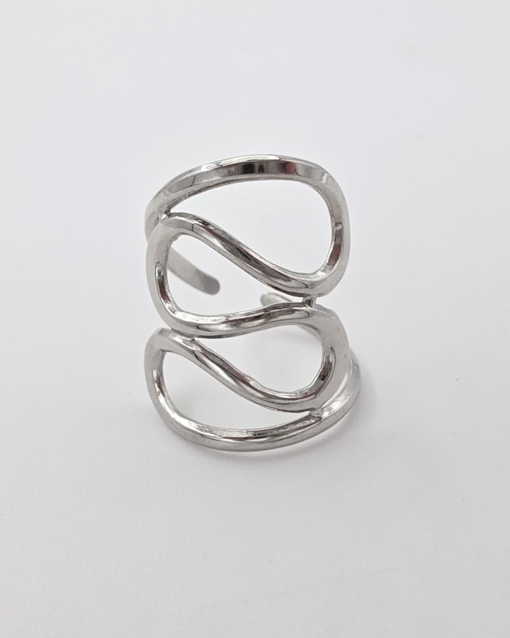 ANILLO AJUSTABLE ONDAS - ACERO INOXIDABLE