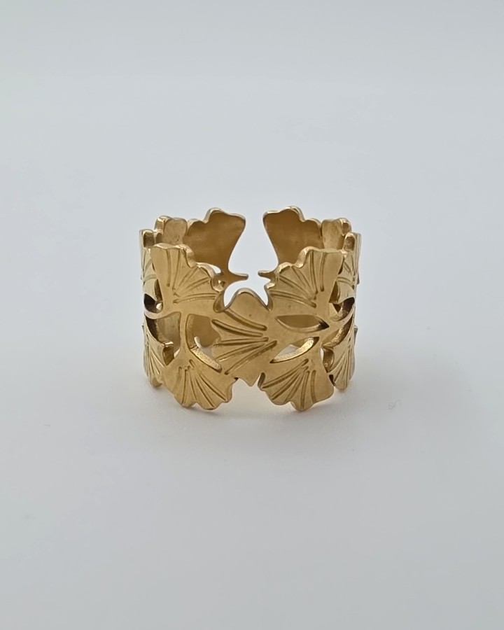 ANILLO AJUSTABLE GINGKO - ACERO INOXIDABLE