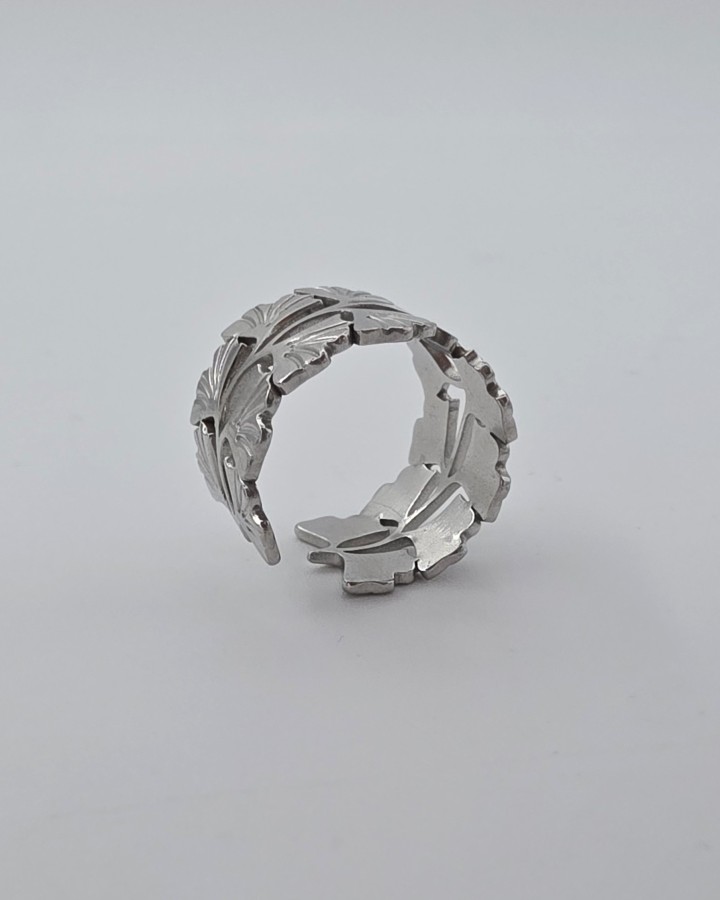 ANILLO AJUSTABLE GINGKO - ACERO INOXIDABLE