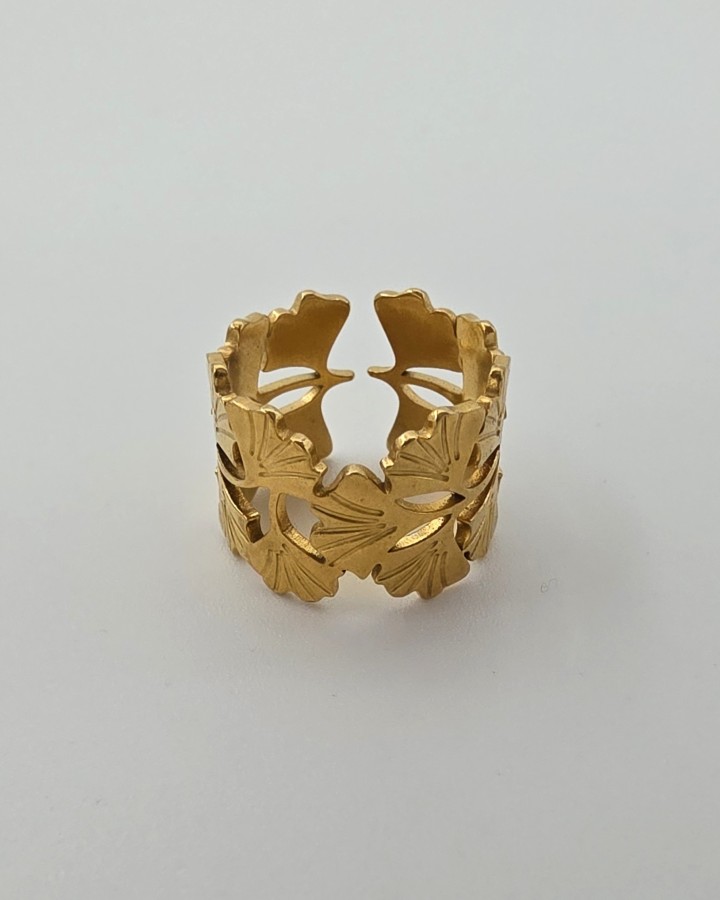ANILLO AJUSTABLE GINGKO - ACERO INOXIDABLE