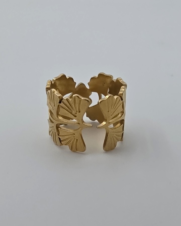 ANILLO AJUSTABLE GINGKO - ACERO INOXIDABLE