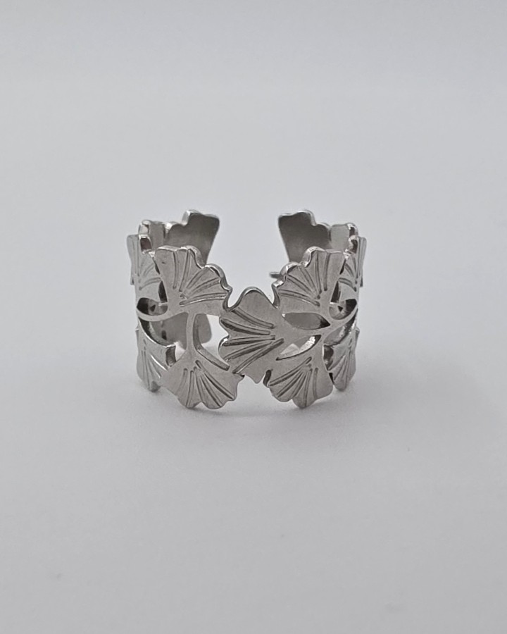 ANILLO AJUSTABLE GINGKO - ACERO INOXIDABLE