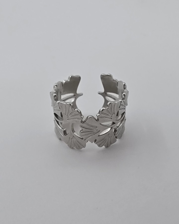 ANILLO AJUSTABLE GINGKO - ACERO INOXIDABLE