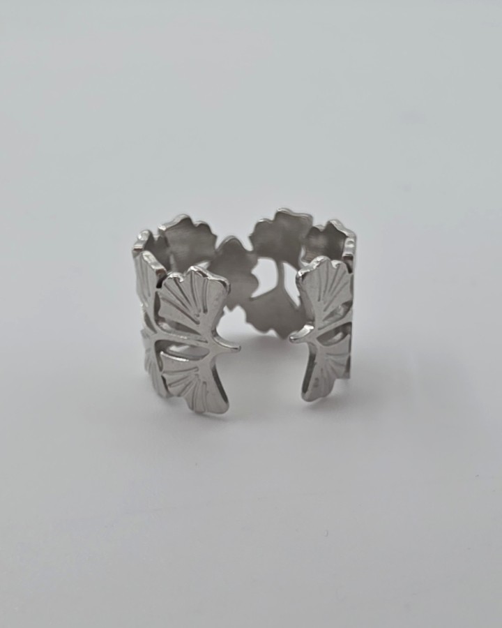 ANILLO AJUSTABLE GINGKO - ACERO INOXIDABLE